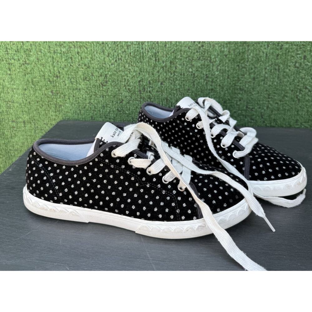 Kate Spade Lace Up Sneakers Black Low Top Women’s Size 7.5B